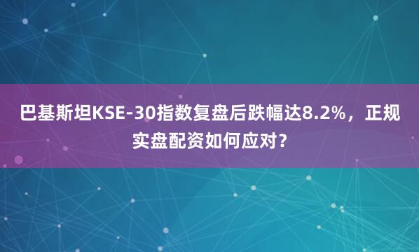 巴基斯坦KSE-30指数复盘后跌幅达8.2%，正规实盘配资如何应对？