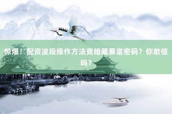 惊爆！配资波段操作方法竟暗藏暴富密码？你敢信吗？