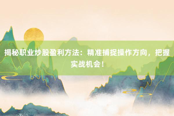 揭秘职业炒股盈利方法：精准捕捉操作方向，把握实战机会！