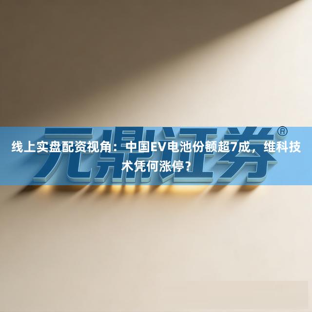 线上实盘配资视角：中国EV电池份额超7成，维科技术凭何涨停？