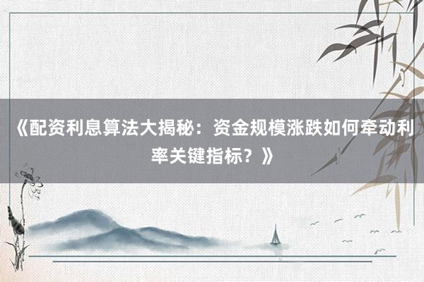 《配资利息算法大揭秘：资金规模涨跌如何牵动利率关键指标？》