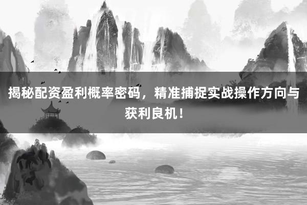 揭秘配资盈利概率密码，精准捕捉实战操作方向与获利良机！