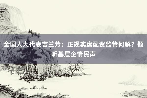 全国人大代表吉兰芳：正规实盘配资监管何解？倾听基层企情民声