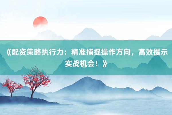 《配资策略执行力：精准捕捉操作方向，高效提示实战机会！》