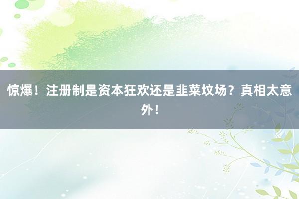 惊爆！注册制是资本狂欢还是韭菜坟场？真相太意外！