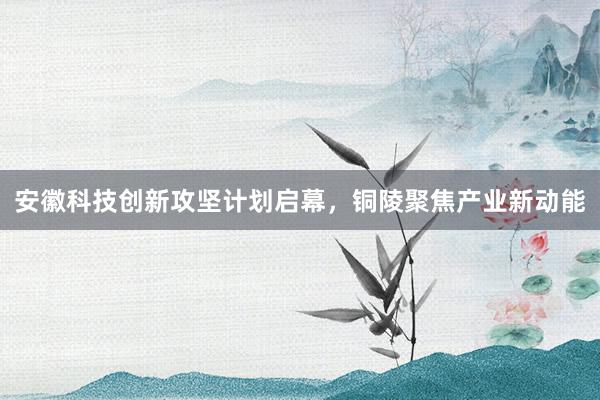 安徽科技创新攻坚计划启幕，铜陵聚焦产业新动能