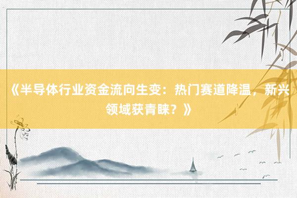 《半导体行业资金流向生变：热门赛道降温，新兴领域获青睐？》