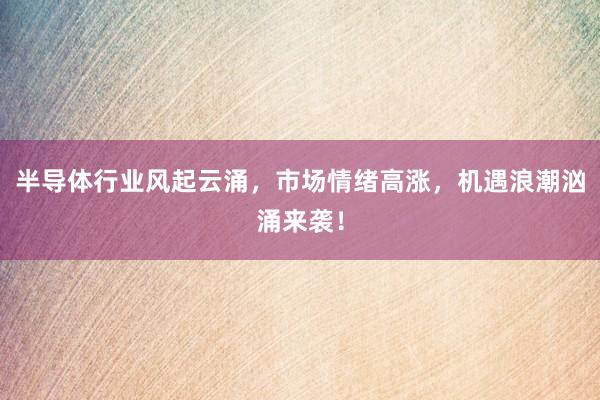 半导体行业风起云涌，市场情绪高涨，机遇浪潮汹涌来袭！