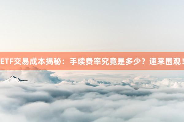 ETF交易成本揭秘：手续费率究竟是多少？速来围观！